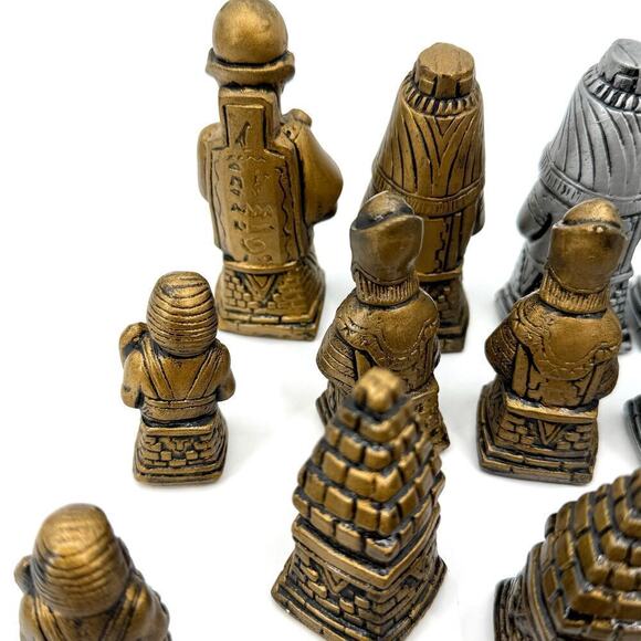 Vintage 32 Piece Replacement Chess Piece Set Egyptian Style Ceramic Glazed - Picture 14 of 15